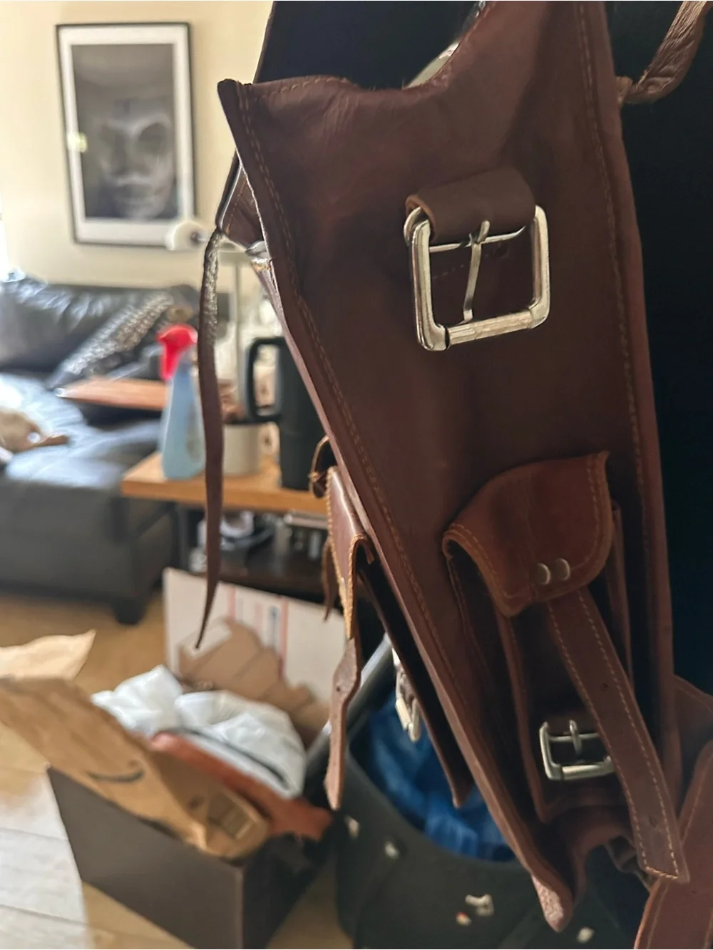 Brown Leather Men's Backpack - Classic Vintage Style